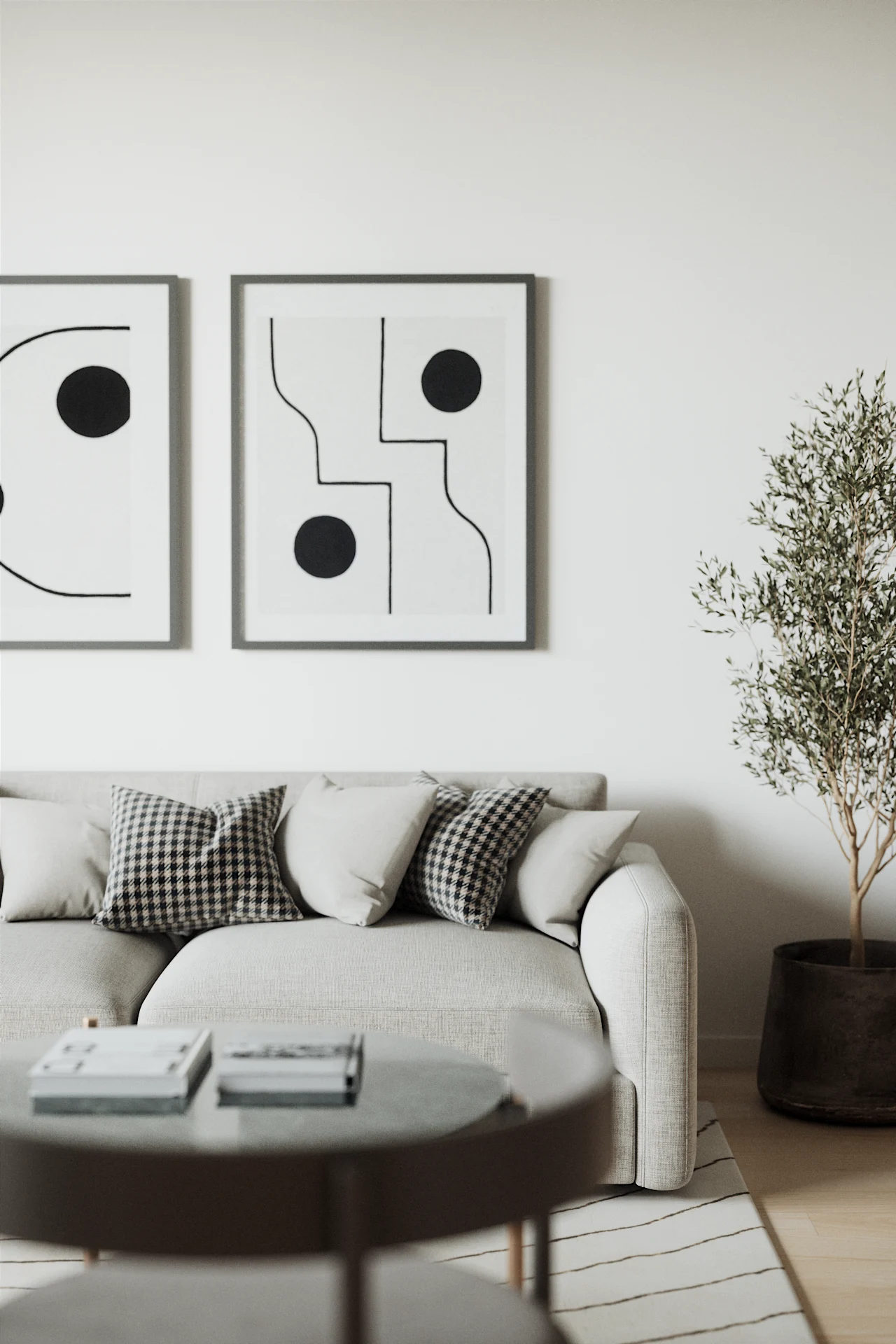 Huidobro — living room, 3D visualization