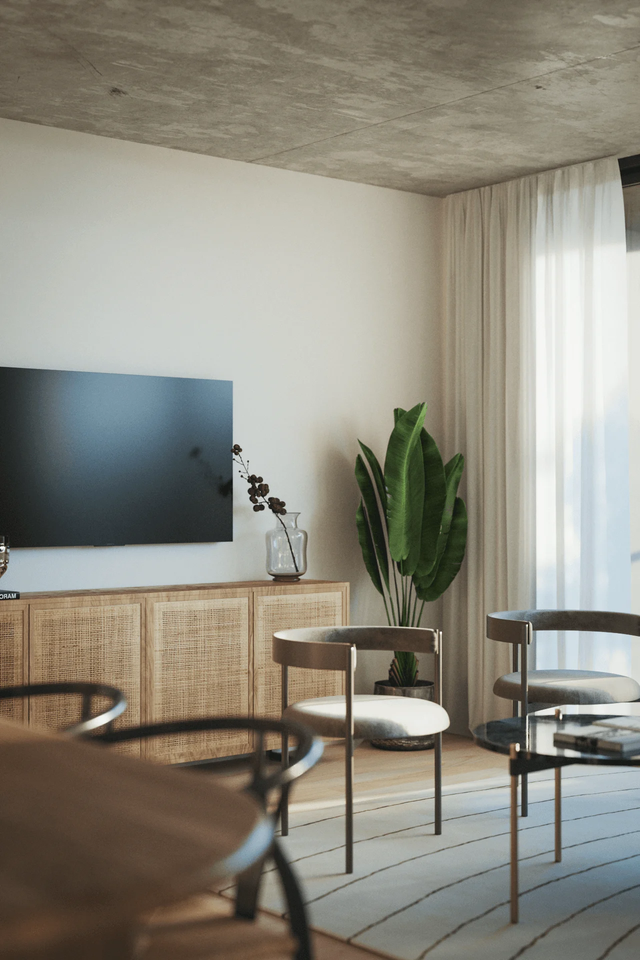 Huidobro — living room, 3D visualization
