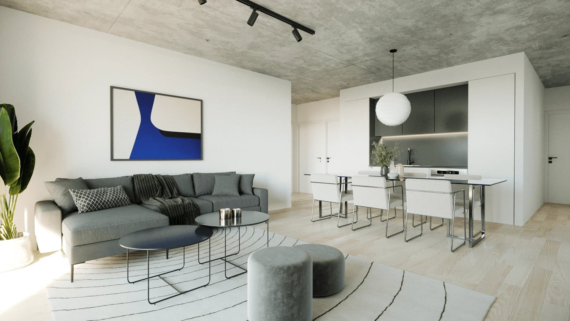 Huidobro — living room, 3D visualization