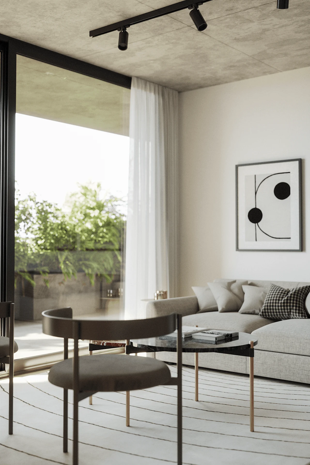 Huidobro — living room, 3D visualization