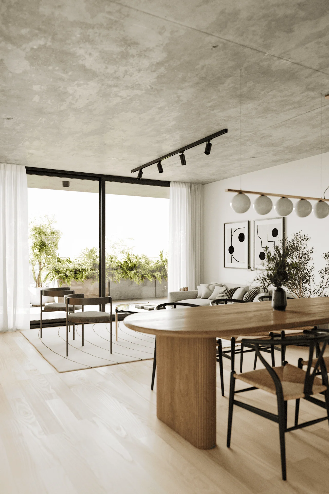 Huidobro — living room, 3D visualization