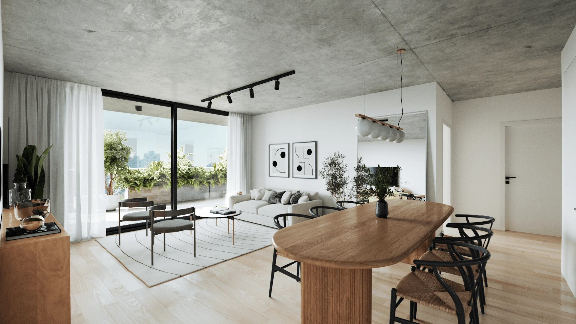 Huidobro — living room, 3D visualization