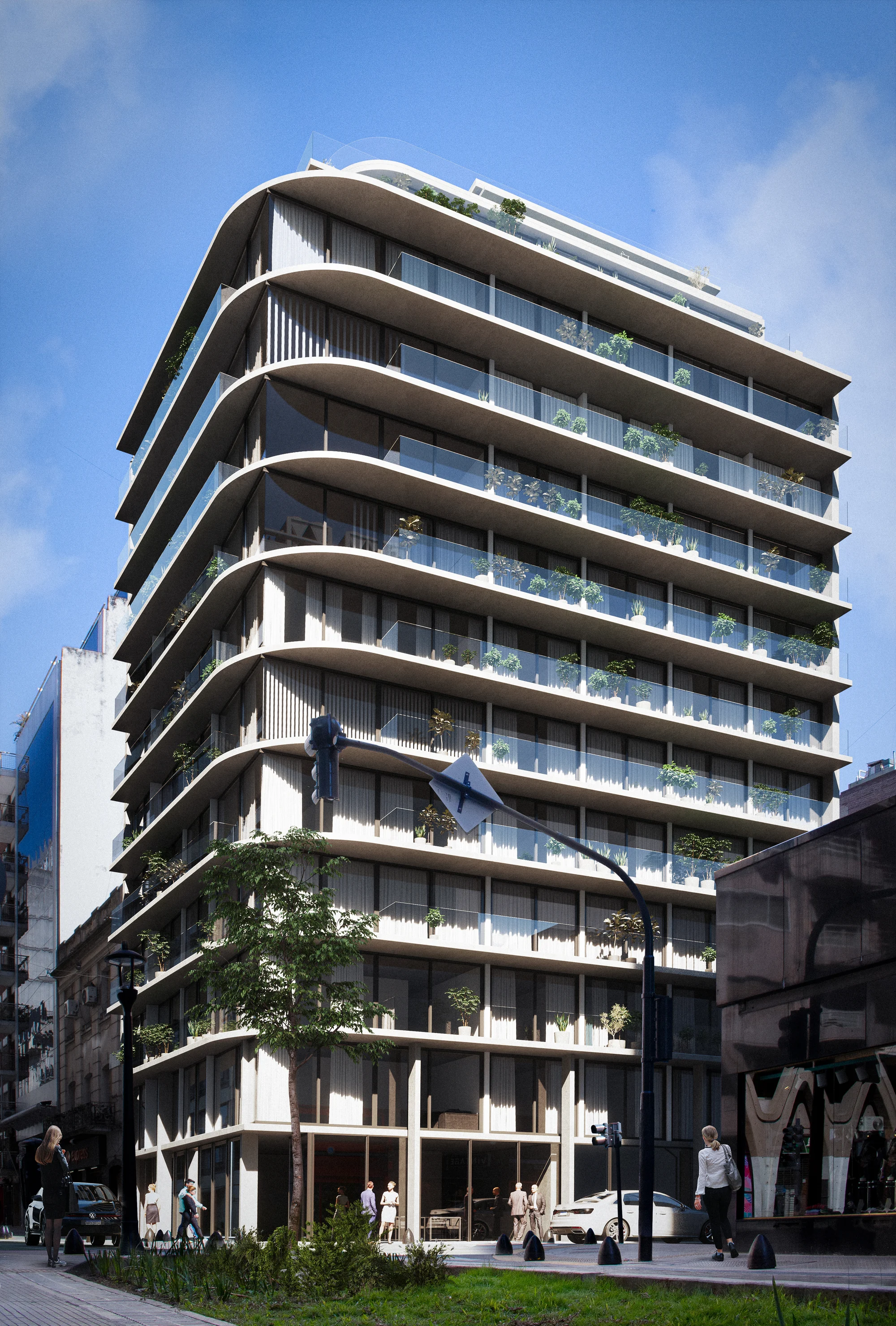 Paraguay 901 — façade, 3D visualization