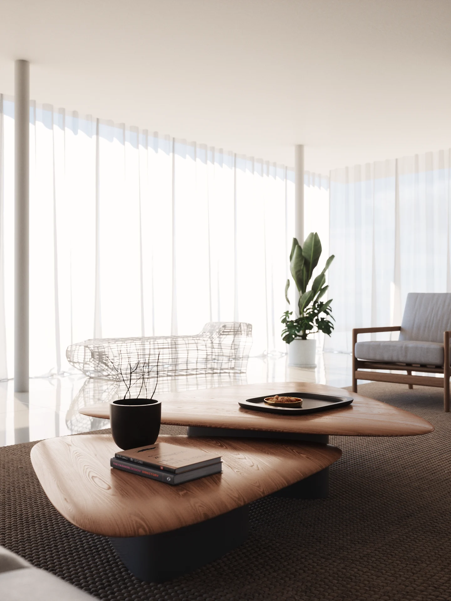 Leblon Apartments — living room, 3D visualization