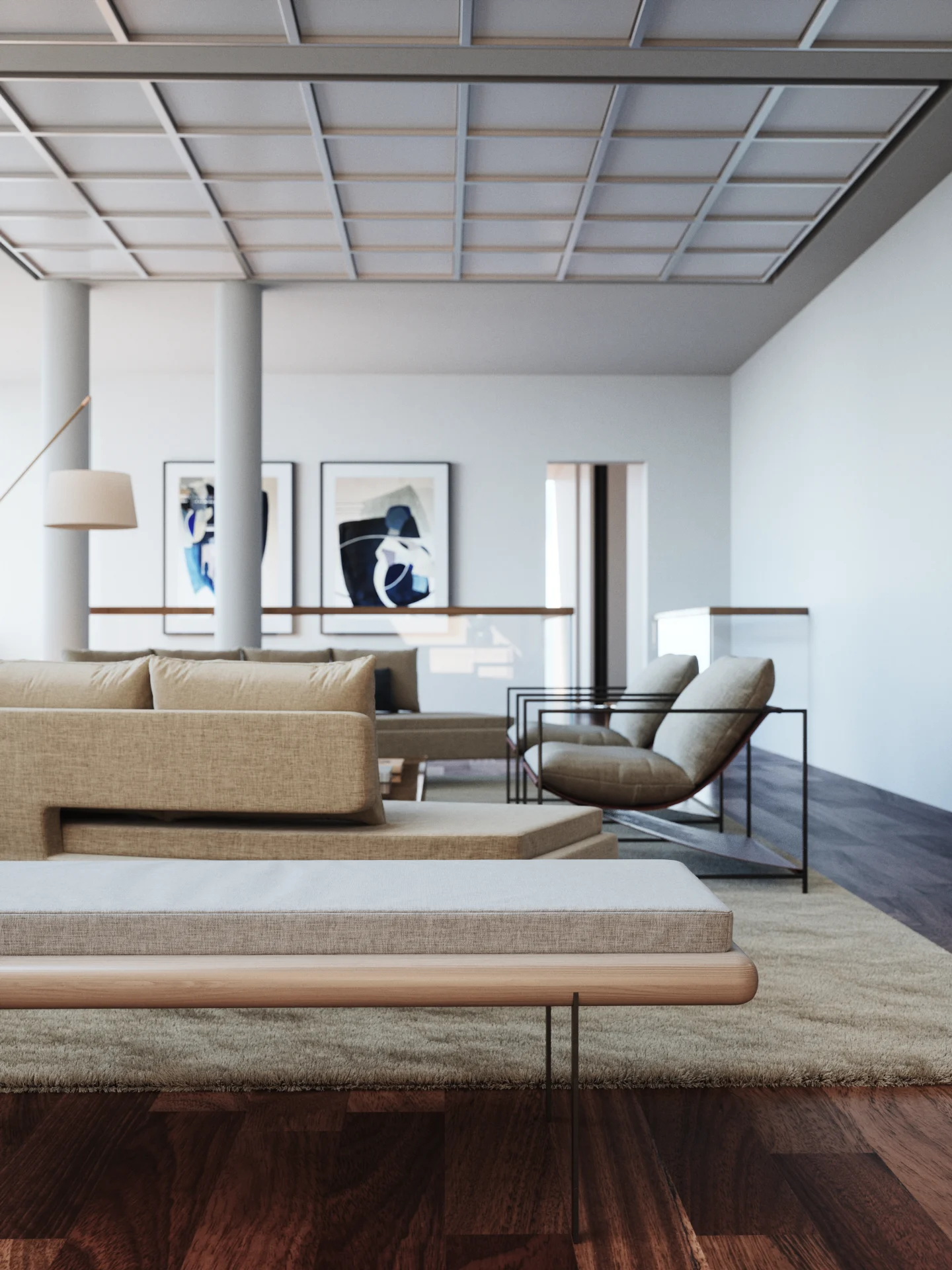 Leblon Apartments — living room, 3D visualization