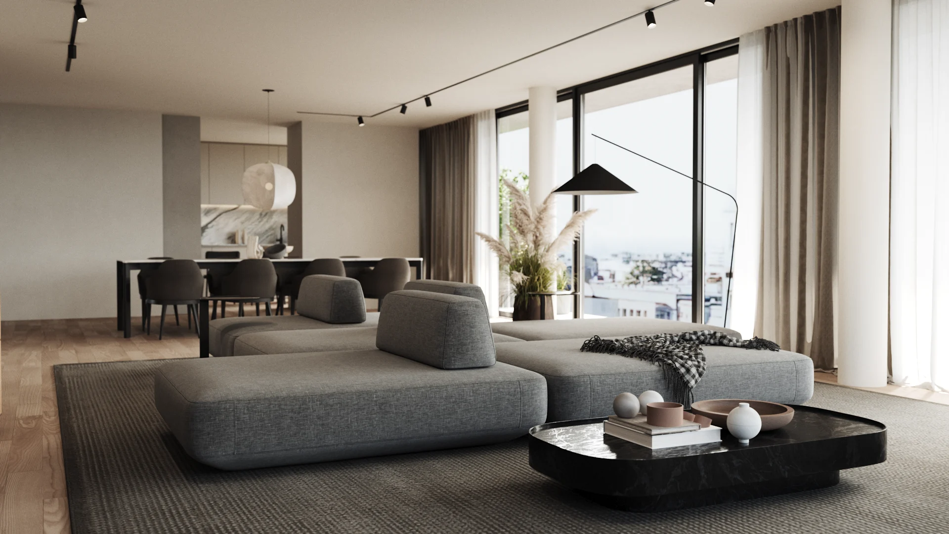 La Tour Alvear — living room, 3D visualization